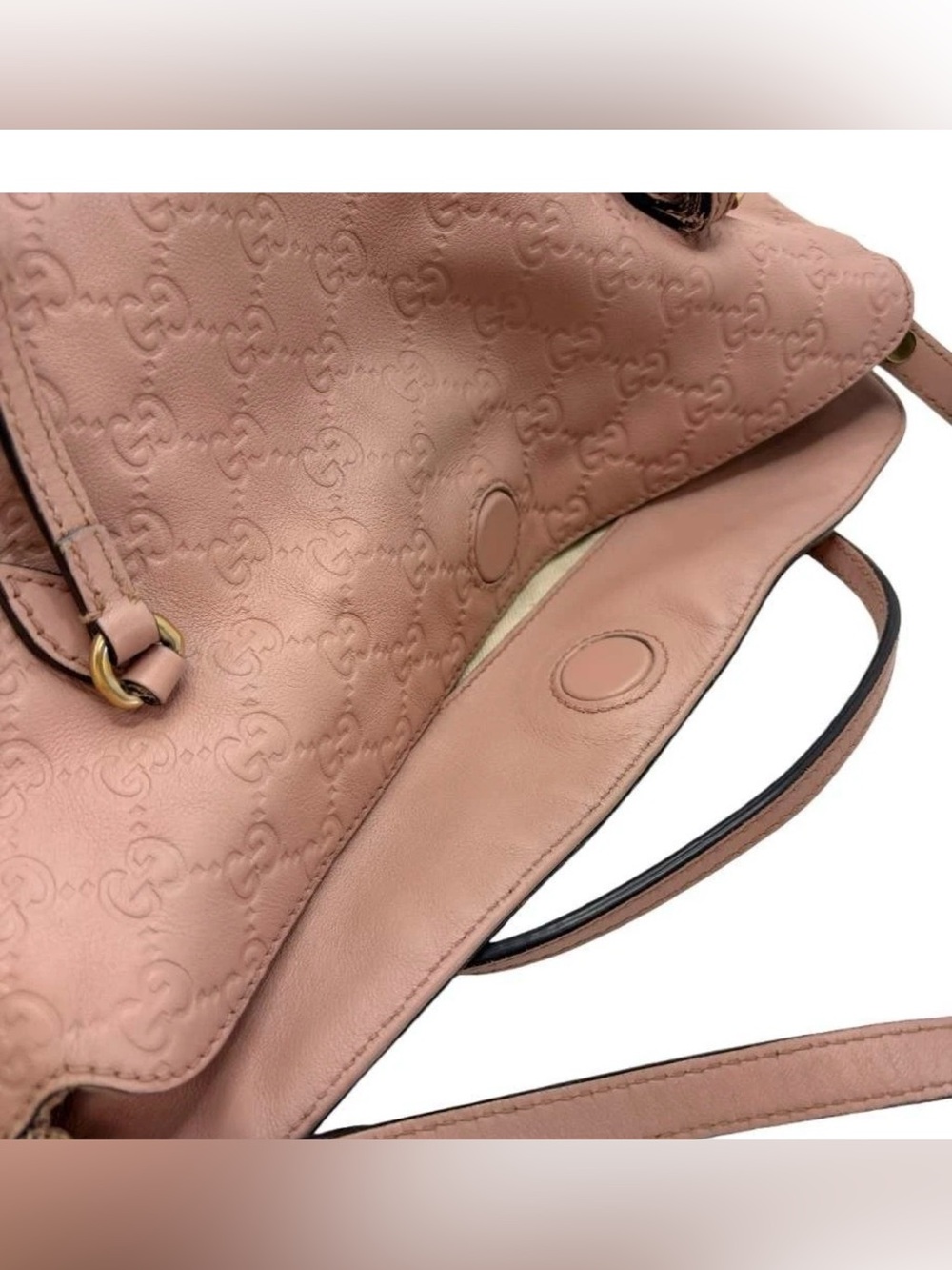 GUCCI Guccissima Bree Medium Foldover Tote Pink Leather 2-Way Crossbody Bag - Picture 7 of 15